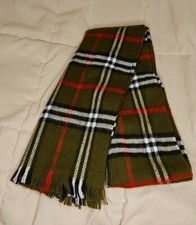 Vintage Plaid Scarf Made In France Green/Red/White/Blue 100 Acrylic