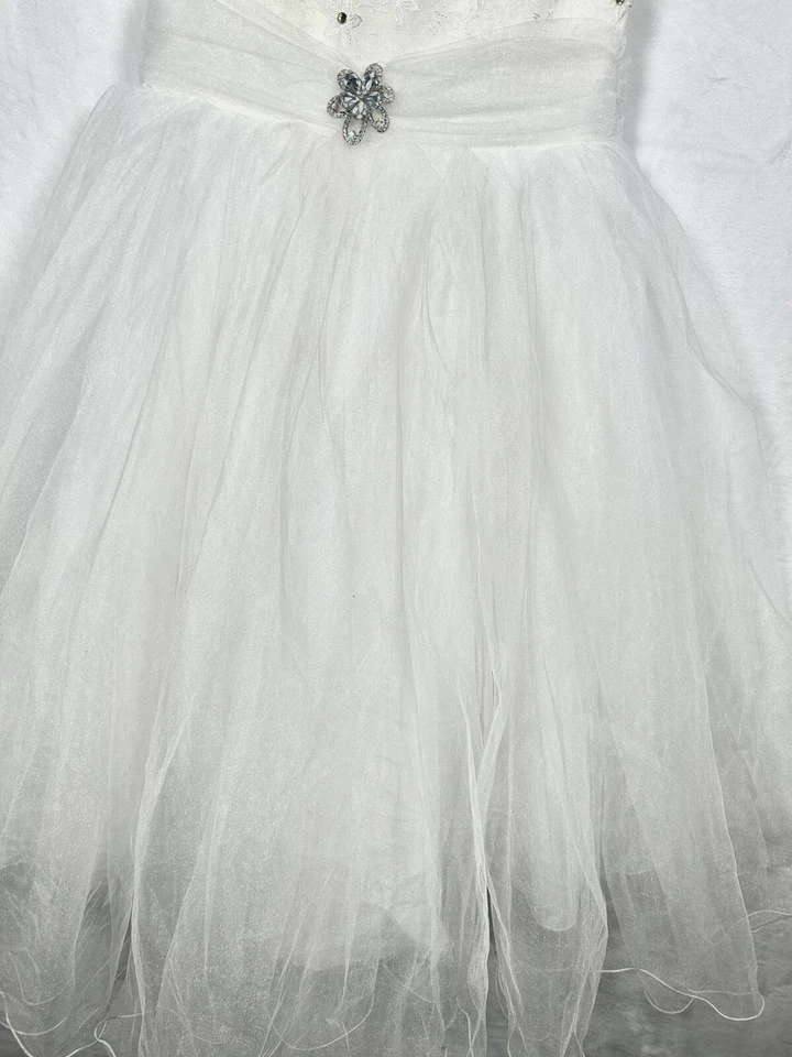Tip Top White Lace Tulle Flower Girls Dress Ball Gown First Communion Wedding 8 - Image 3 of 4