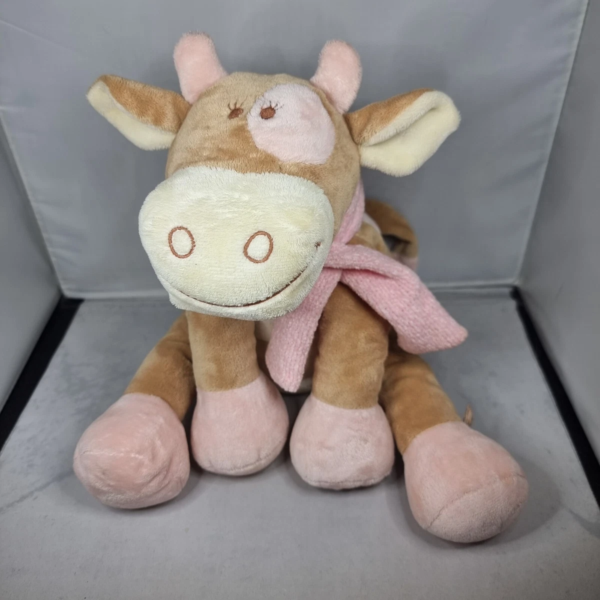 Noukies - Lola Brown & Pink Cow - Medium Soft Plush Toy Comforter Doudou  Belgium