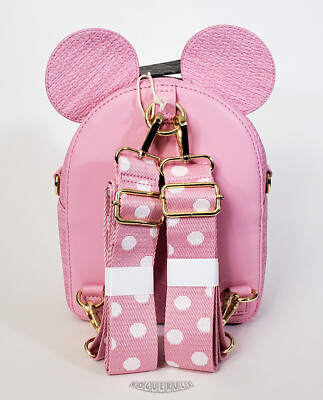 ?Loungefly Disney Minnie Mouse Pink Straw Convertible Mini  display picture 1