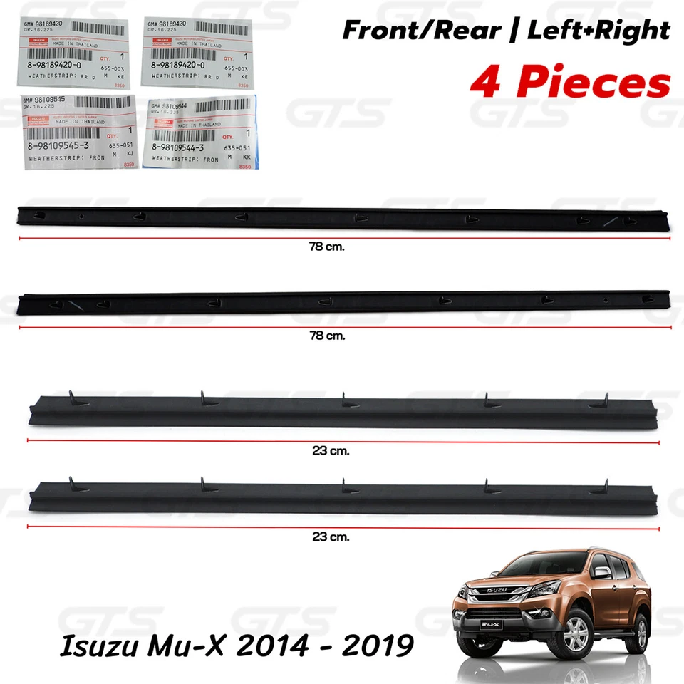 For Isuzu Mu-X Suv 2WD 4WD 2014 19 Set 4Dr Inner Weatherstrip Door Belt - Image 2 of 4
