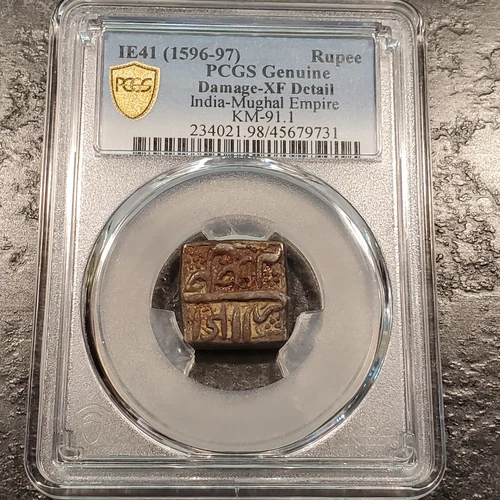 IE41 (1596-7) RUPEE INDIA-MUGHAL EMPIRE KM 91.1    PCGS XF DETAIL  JBC# 731