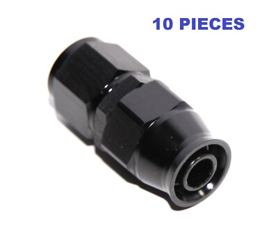 10PC 10AN AN-10 Straight Swivel Fuel Oil Gas Line PTFE Hose End Fitting Black