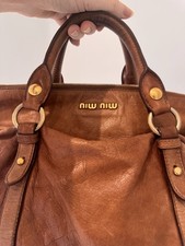 Miu Miu Vitello Lux Bow Bag Brown Leather Gold Hardware Excellent Condition