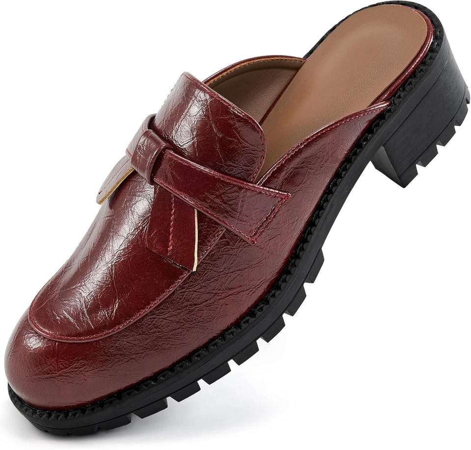 Mocasines Ecetana para mujer elegantes cómodos sin cordones gruesos sin espalda... 