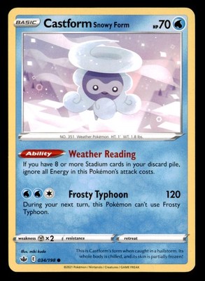 Castform Snowy Form 034/198 Common Chilling Reign Pokemon Near Mint