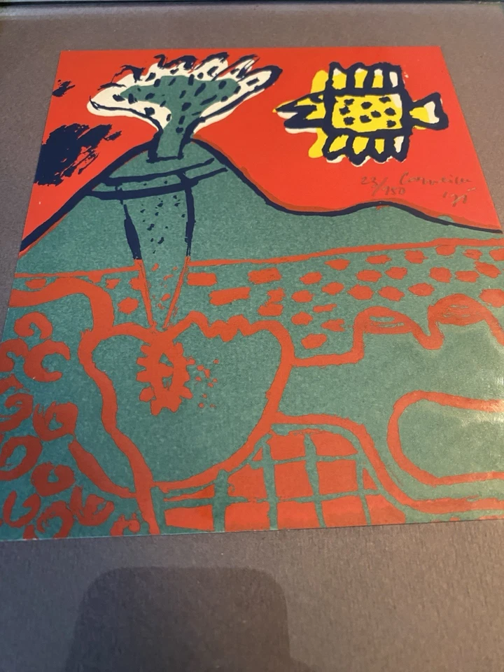 Vintage 1975 Dutch Artist CORNEILLE Litho PRINT “Volcano Fish Woman” Signed x’d  Foto 3 de 4