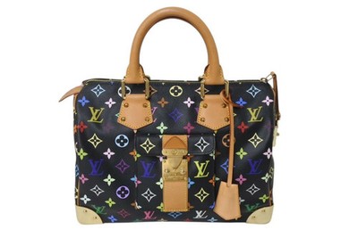 LOUIS VUITTON Speedy Handbag Monogram Multicolore Multicolor Black