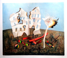 Enrico Benaglia, Acquaforte  firmata, numerata e certificata cm. 70 x 80. Roma