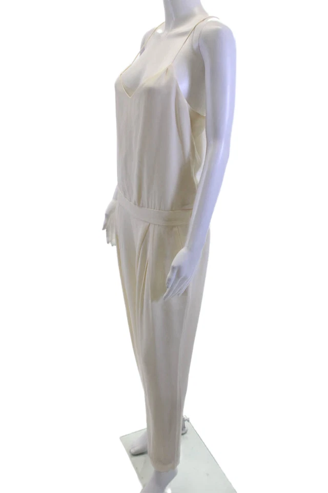 Mono sin mangas J Crew Collection para mujer beige seda cuello en V talla 6 Foto 2 de 4