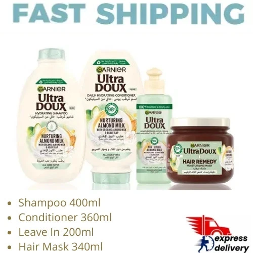 Shampooing et revitalisant Garnier Ultra Doux Milk amande et masque capillaire - Photo 1/1