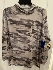 HUK Hoodie Mens S Beige Tan Camo Waypoint Edisto Performance Fishing UPF 50 NWT