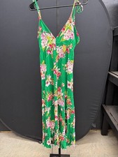 Express Green Floral Ruffle Tie Strap Maxi Dress Size M