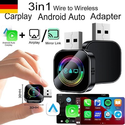 Wireless CarPlay Adapter 4in1 AirPlay MirrorLink Navi Musik Auto iOS Android