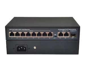 8-Port 100Mbps+2-Port Gigabit+1-Port gigabit SFP POE Commutateur avec cordon d'alimentation