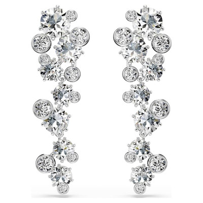 Swarovski Constella drop earrings Mixed cut, white, rhodium plated