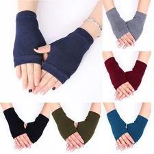 Thermal Fingerless Gloves Winter Knitted Wrist Hand Warmer Half Finger Mittens