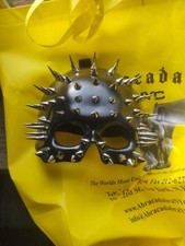 Black spiked mask Halloween Men Women Costume Masquerade punk goth metal
