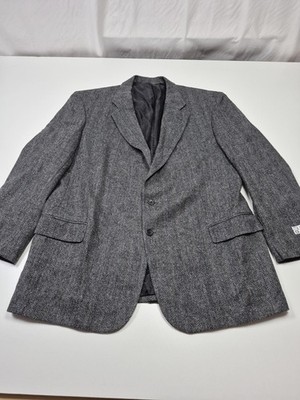 Linea Classica Blazer Mens 50 Long Gray 100% Wool Herringbone Chateau Sport Coat