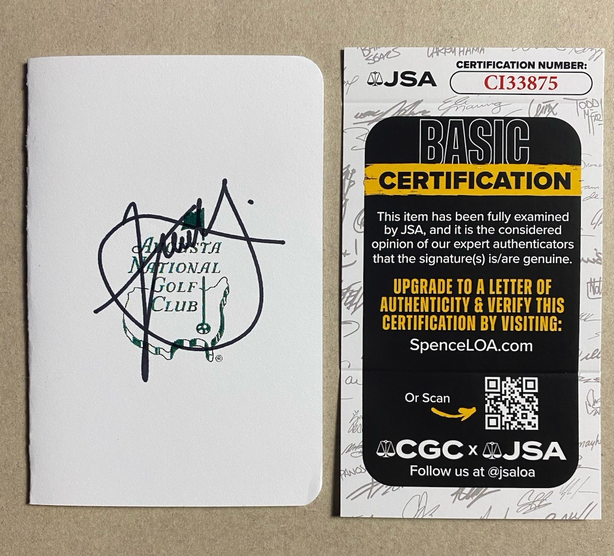 Xander Schauffele Autographed Signed AUGUSTA NATIONAL MASTERS SCORECARD PGA JSA CI33875 