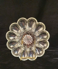 Vintage Clear Glass Deviled Egg Platter