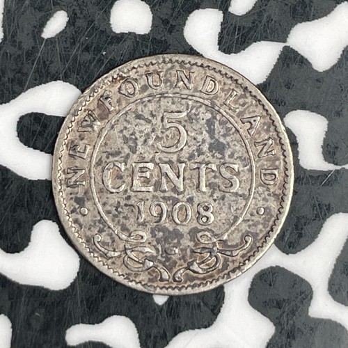 1908 Newfoundland 5 Cents Lot#F5913 Silver!