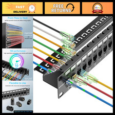 24 Port Cat6 Network Patch Panel 10G, No Punch Down, 1U Ethernet RJ45 Coupler