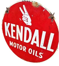 ORIGINAL KENDALL MOTOR OILS DOUBLE SIDED RARE CONDITION SIGN 24 Inches Double Si