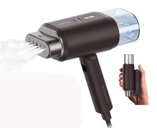 Newbealer Dual Voltage Travel Clothes Steamer In Brown With Brush Attachment