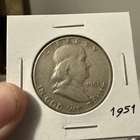 1951 Franklin Half Dollar Philadelphia silver fast shipping
