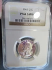 1961 25c Washington Quarter Graded NGC PF67 CAMEO #3861498-014