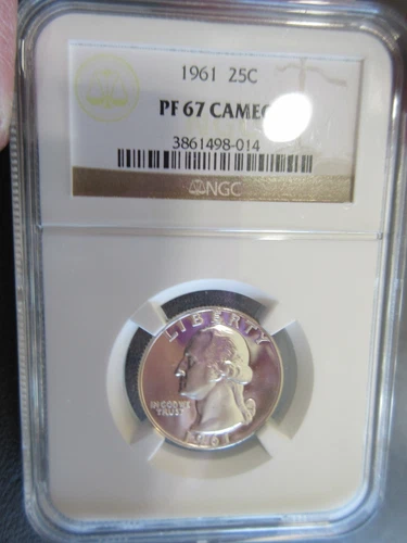 1961 25c Washington Quarter Graded NGC PF67 CAMEO #3861498-014
