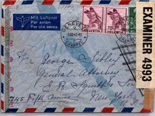 GOLDPATH: Switzerland Airmail 1942 to USA censored CV899_P16