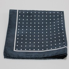 Marchesi di Como NWOT Silk / Linen Blend Pocket Square In Blue with White Dots