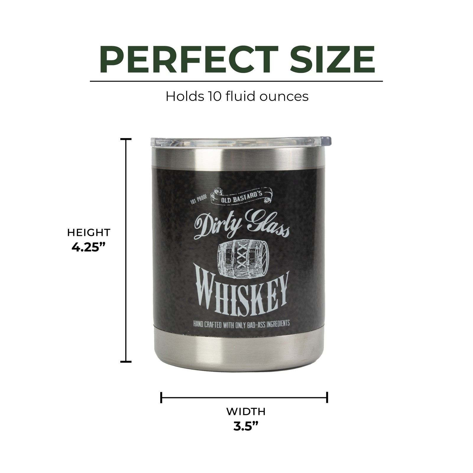 Rivers Edge Products 10oz Insulated Tumbler with Lid, Stainless Steel, Dirty