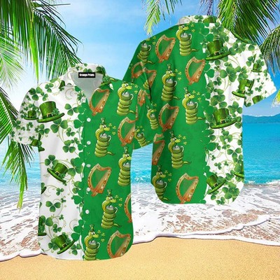 Lucky Snack Irish St Patricks Day Aloha Shirt Party Celebration Men's
