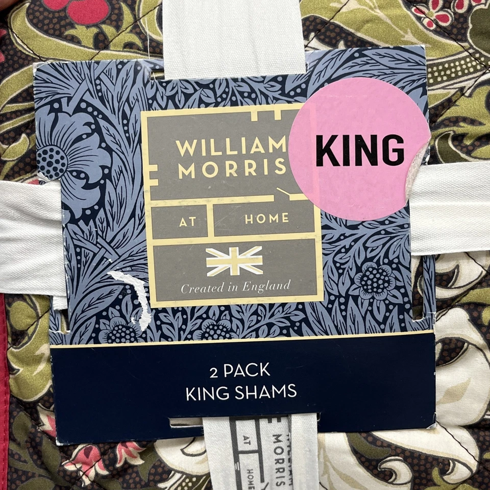 William Morris 绗缝国王枕套金色莉莉福雷斯特花卉 2 件套 — 第 4/4 张图片