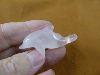(Y-DOL-SW-569) Rose quartz crystal DOLPHIN GEMSTONE porpoise FIGURINE dolphins