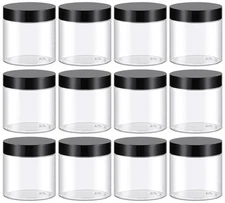 4 Oz Plastic Container Jars with Lids BPA Free, Empty Round Clear Cosmetic Co...