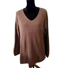 a.n.a A New Approach Women's V-Neck Sweater Brown Size Large NWT 