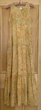 EAST with FABINDIA Maxikleid gelb bunt Blumen Holzschnittmuster Boho Look 8