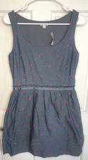 NWT GAP Women's Embroidered Dot Sleeveless Chambray Dress Sz 4 Coastal Preppy