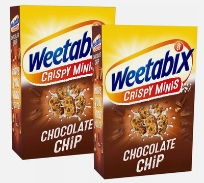 Weetabix Crispy Minis Chocolate Chip Frühstück Vollkorn Müsli Pack 2 x 500g
