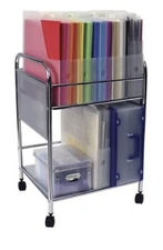 Advantus Cropper Hopper Paper Holder Trolley, Silver Metal New
