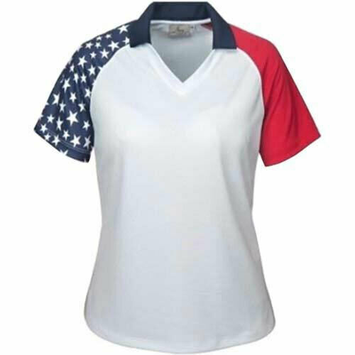 Camisa Polo Patriótica Damas Rojo Blanco y Azul Diseño Bandera Americana 4 de Julio - Imagen 2 de 6