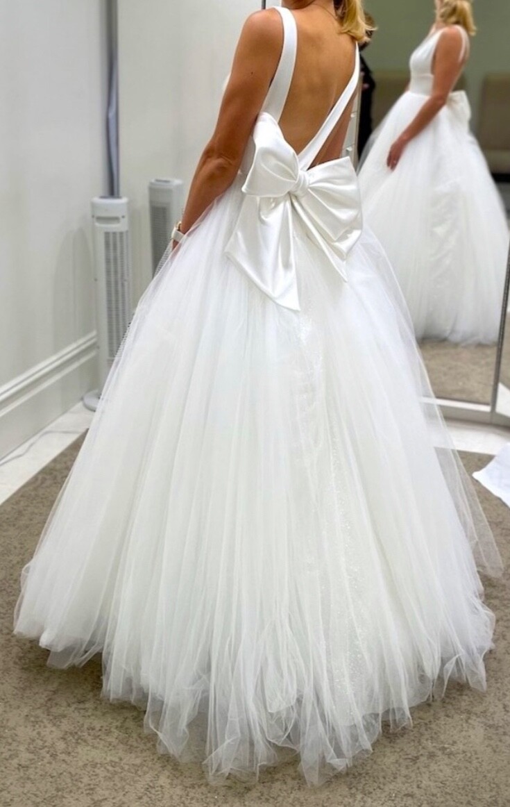 pnina tornai backless wedding dresses Fit-and-Flare Wedding Dress With Bolero