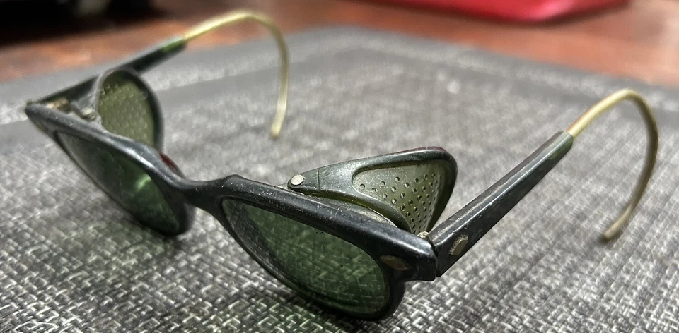 Gafas de seguridad Steampunk vintage años 50 U.S. Bouton AO Etc Foto 3 de 4