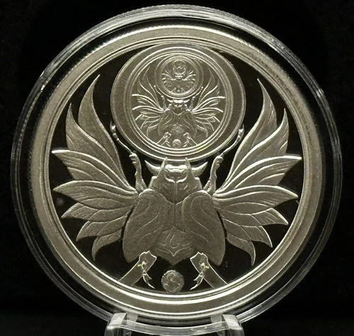 1 oz Silver Proof Eternity Delta Scarab Beetle Egypt .999 Pure Silver COA BOX