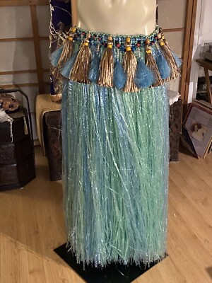 Handmade Beautiful Cellophane Tahitian Full Skirt. Wide 35  Waist 40  Length.New