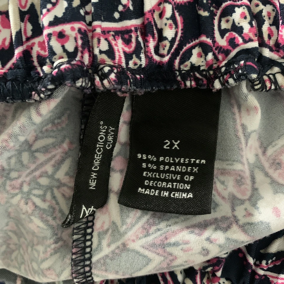 Pantalones New Directions para mujer 2X multicolor estampado cachemir boho curvilíneo elástico Foto 4 de 4